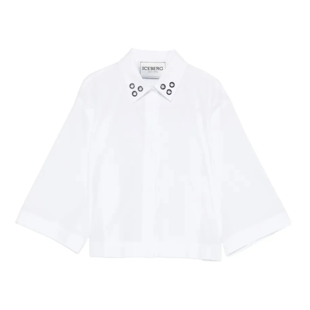 Iceberg White Shirts, Female, S, T-Shirt With Eyelets