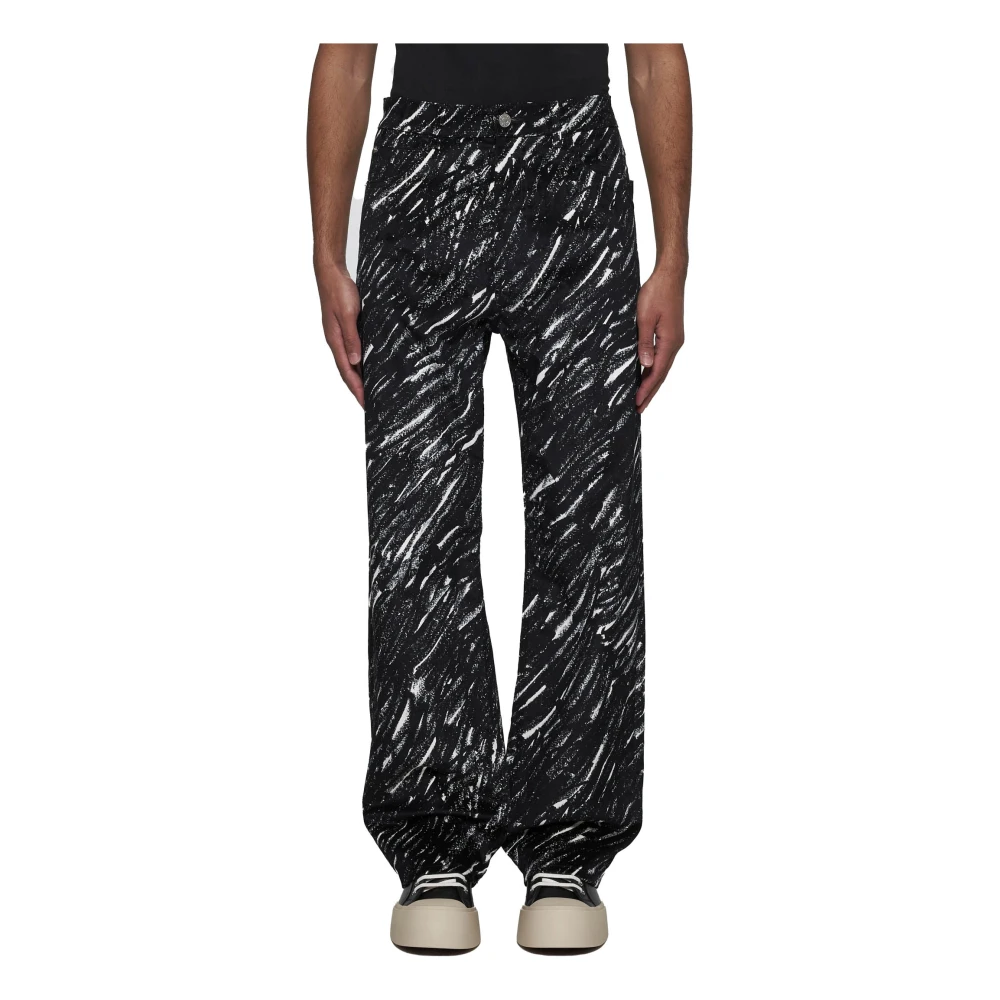 Marni Grafische Print Zwarte Denim Jeans Black Heren