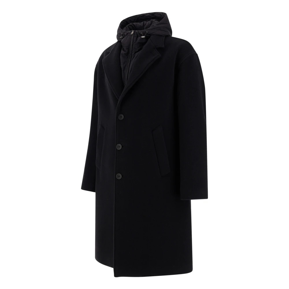 Herno Zwarte jas met afneembare borstharnas Black Heren