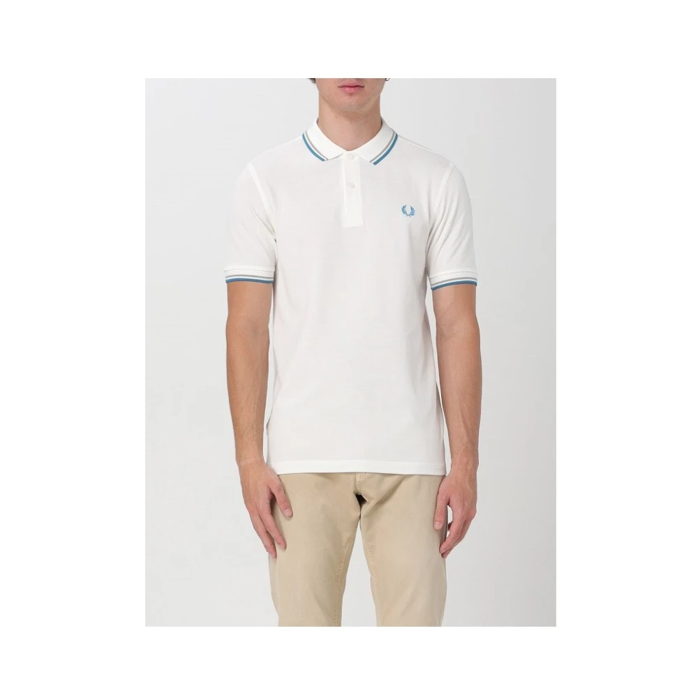 Fred Perry 2 Kleur Katoenen Polo Shirt White Heren