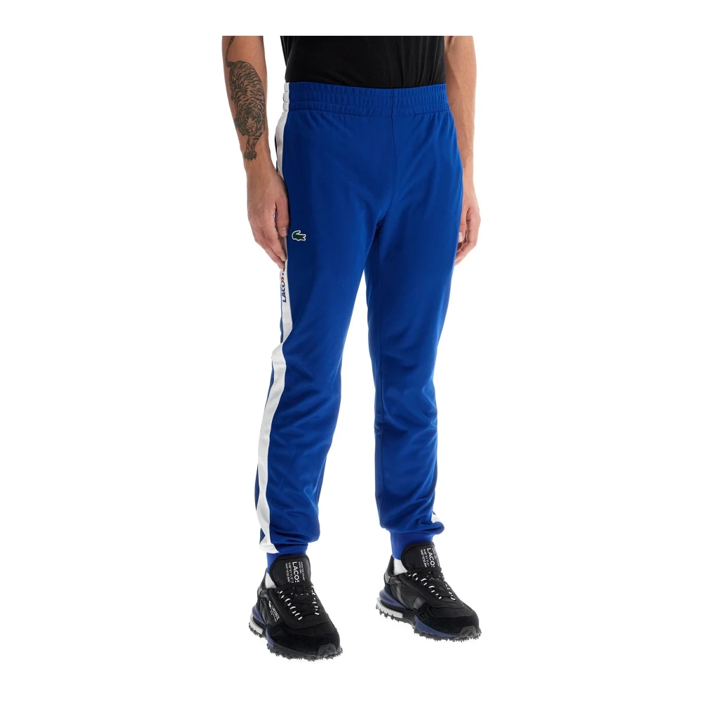 Lacoste Interlock Stof Logo Joggers Blue Heren