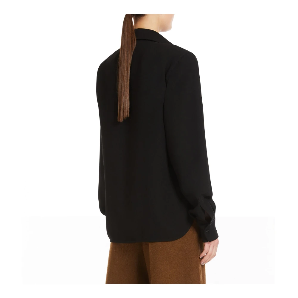 Max Mara Katoenen overhemd met V-hals Black Dames