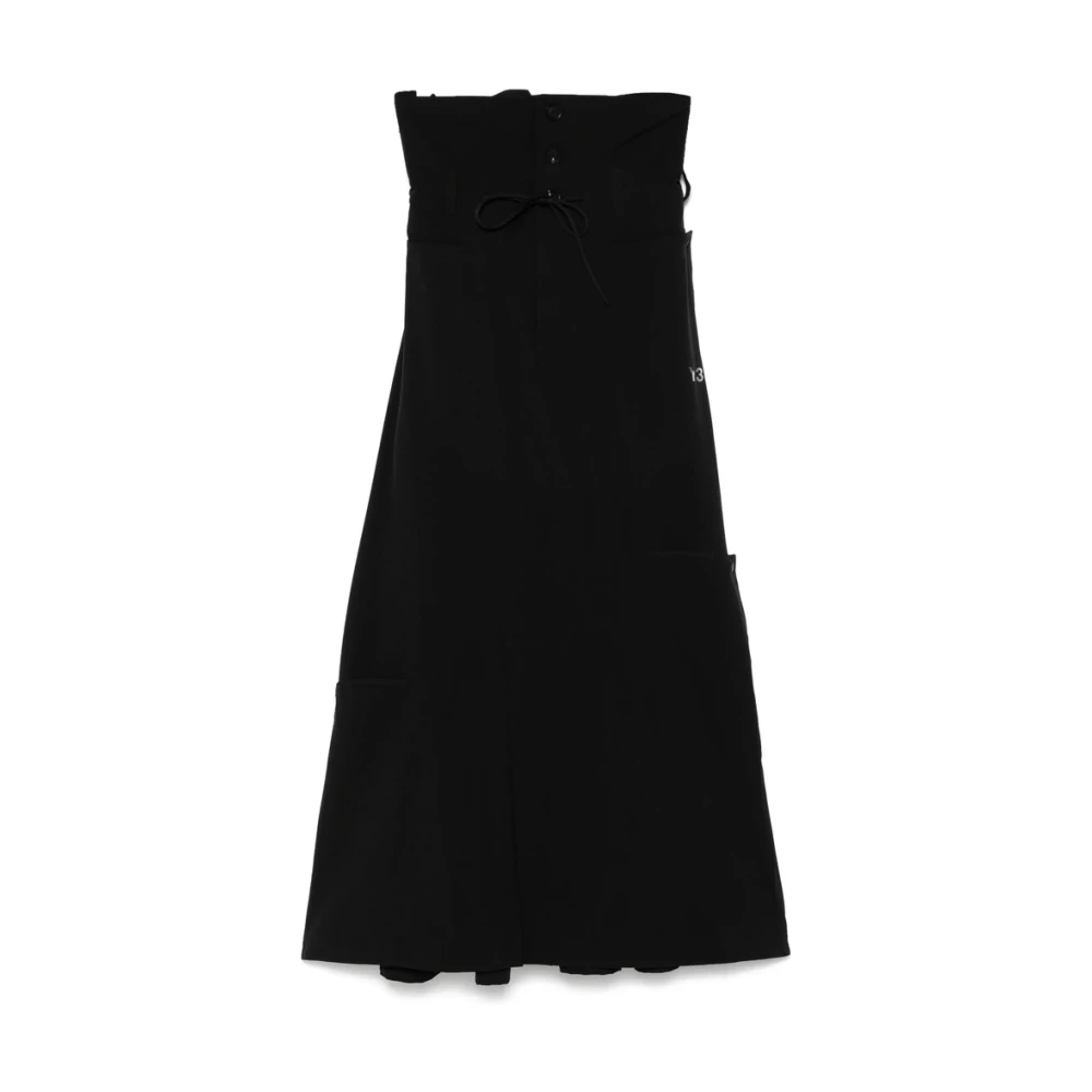 Y-3 Zwarte Rok met Trekkoord Taille Black Dames