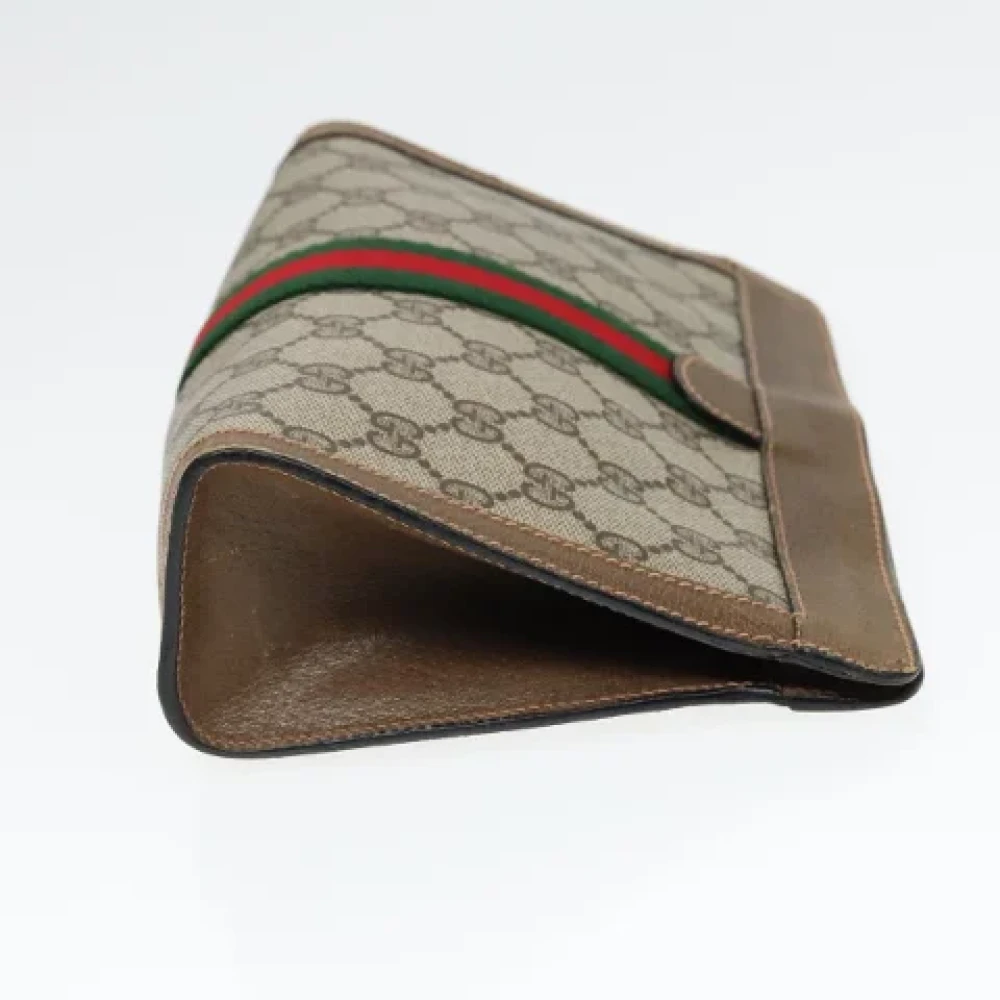 Gucci Vintage Pre-owned Leather clutches Beige Dames