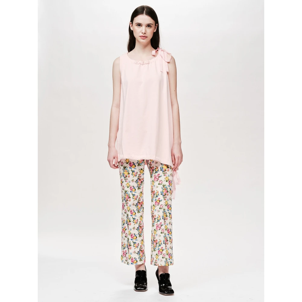 SPORTMAX Ribdetail Katoenen Blouse Pink Dames