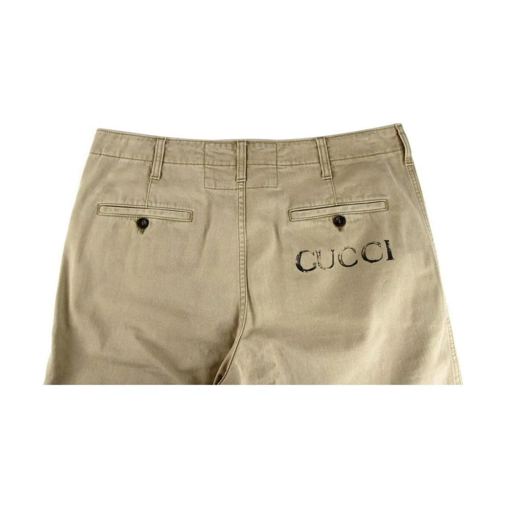 Gucci Lichtbruine Gewassen Katoenen Broek Beige Heren