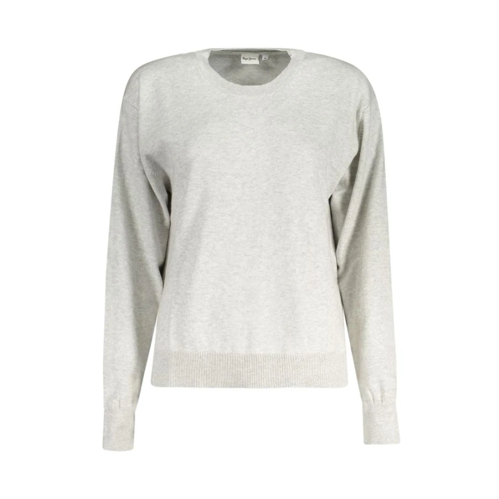 Pepe Jeans Women's Gray Round-Neck Knitwear, S, Cotton Knit Jumper