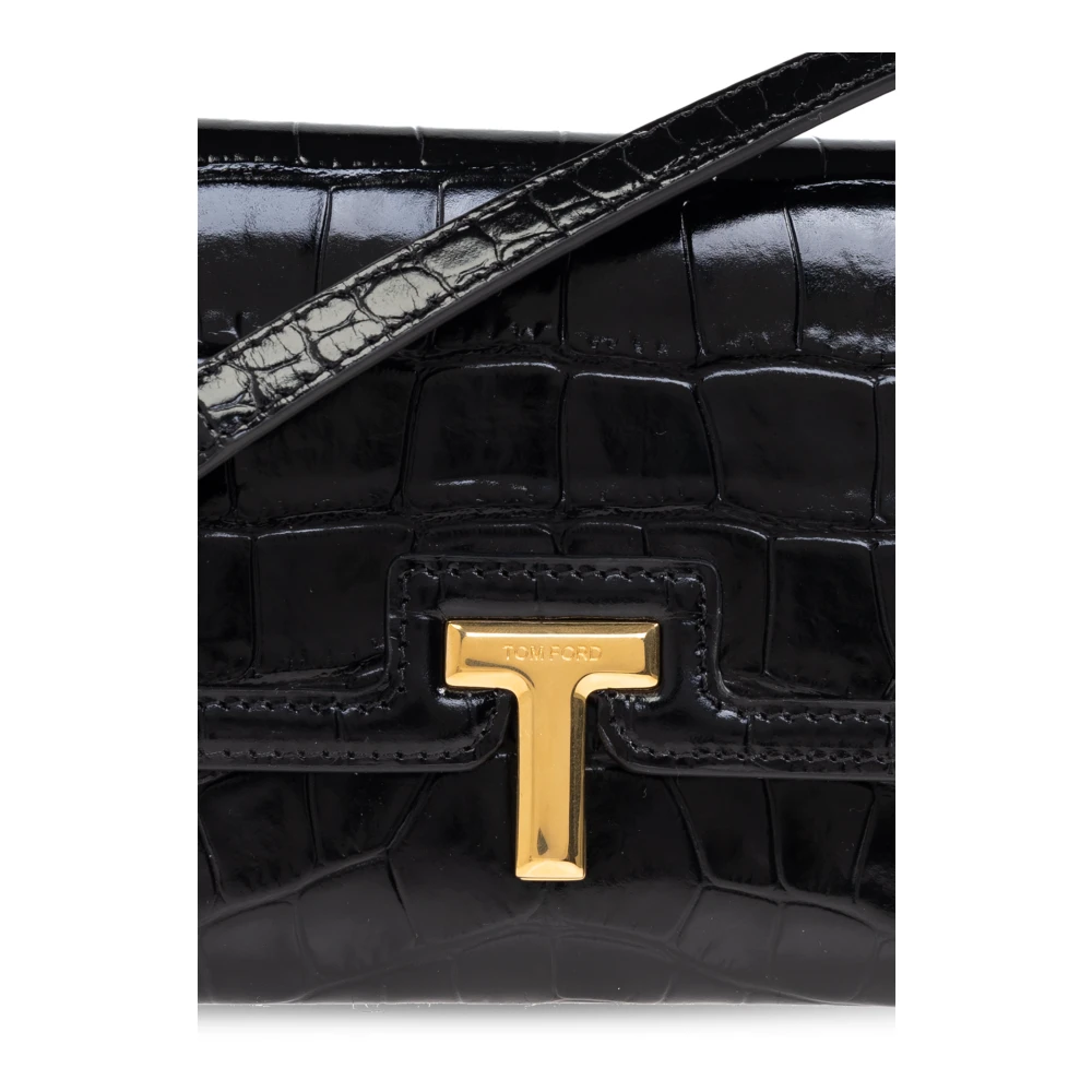 Tom Ford Leren portemonnee met band Black Dames