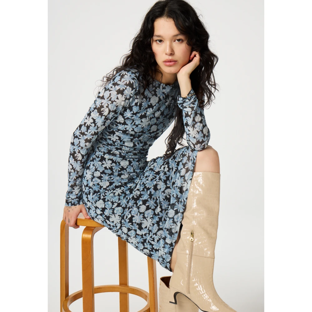 Fabienne Chapot Bloemen Mesh Jurk Blue Dames