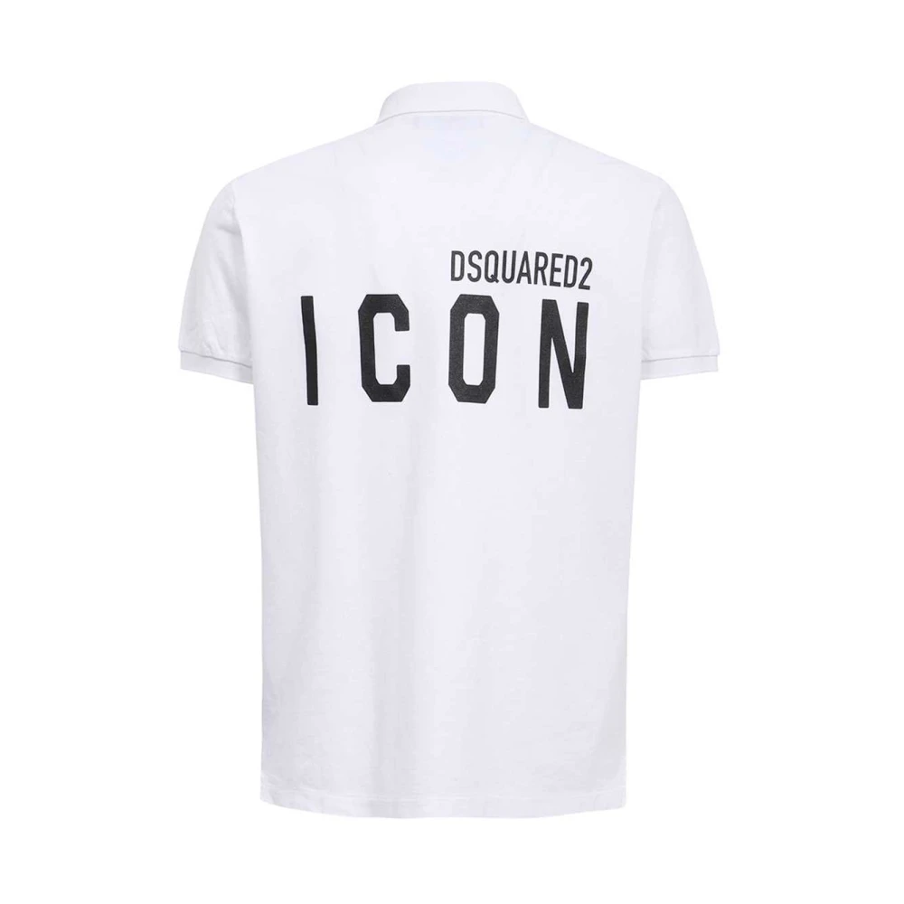 Dsquared2 Katoenen Poloshirt Geribbelde Kraag Logo White Heren