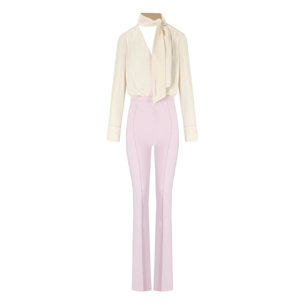 Elisabetta Franchi Women's Pink Georgette Jumpsuit In And Cream - Jumpsuits - M - Jumpsuits & Playsuits