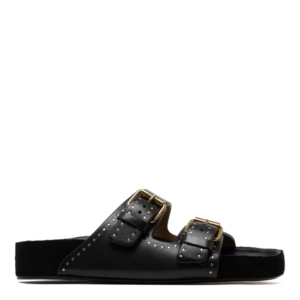 Isabel Marant Women's Black Studded Leather Buckle Sandals