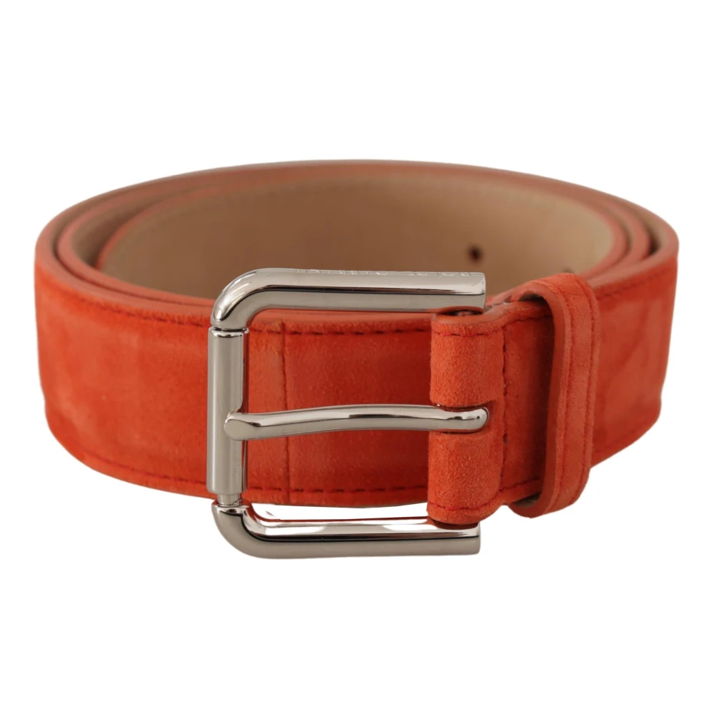 Dolce & Gabbana Orange Suede Metal Buckle Belt - Unisex - Belts - One Size - Accessories