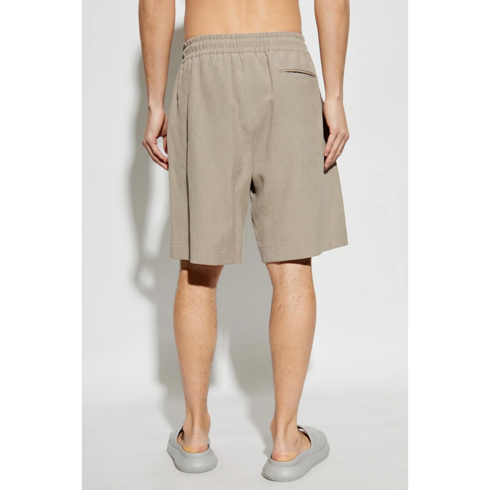 Giorgio Armani Linnen shorts Gray Heren