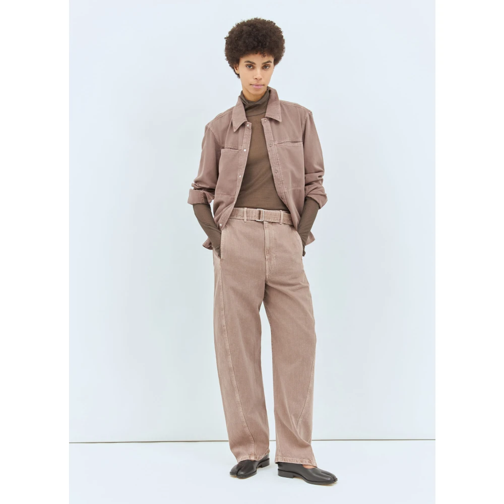 Lemaire Geribbelde High Neck Top Brown Dames