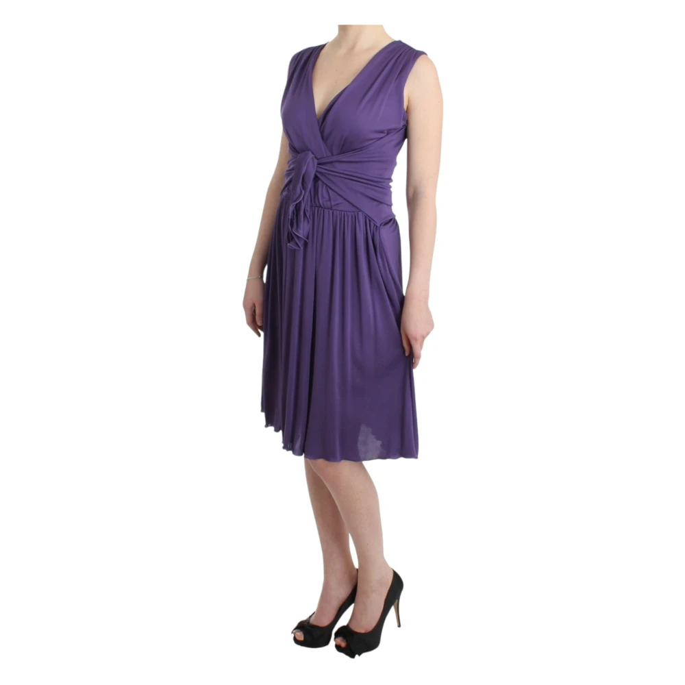 John Galliano Elegante Paarse Jersey Jurk Purple Dames