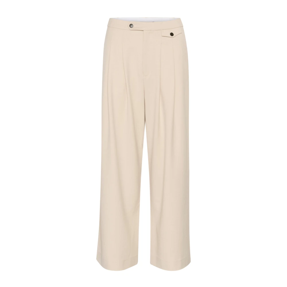 Gestuz Women's Beige Wide Trousers, 2XL, Wide Trousers