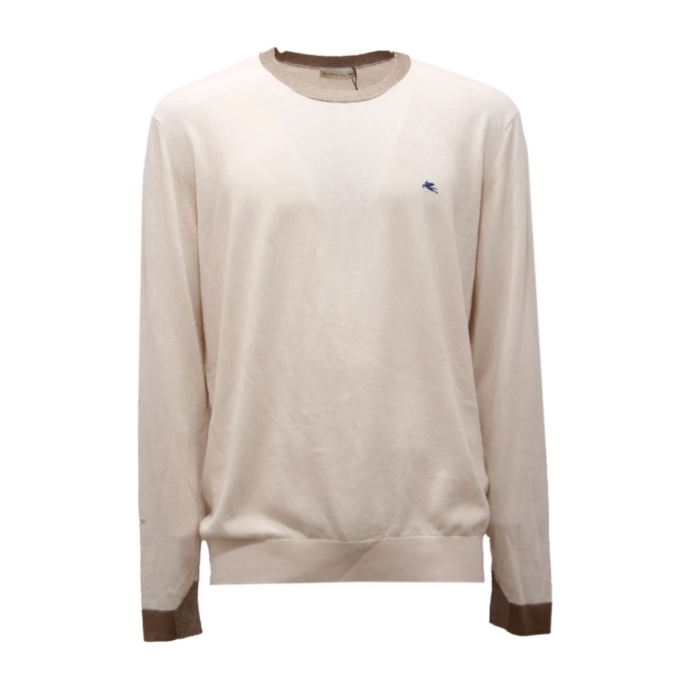 Etro Men's White Round-Neck Knitwear, Xl, 9036Ai Maglione Cotton Jumper
