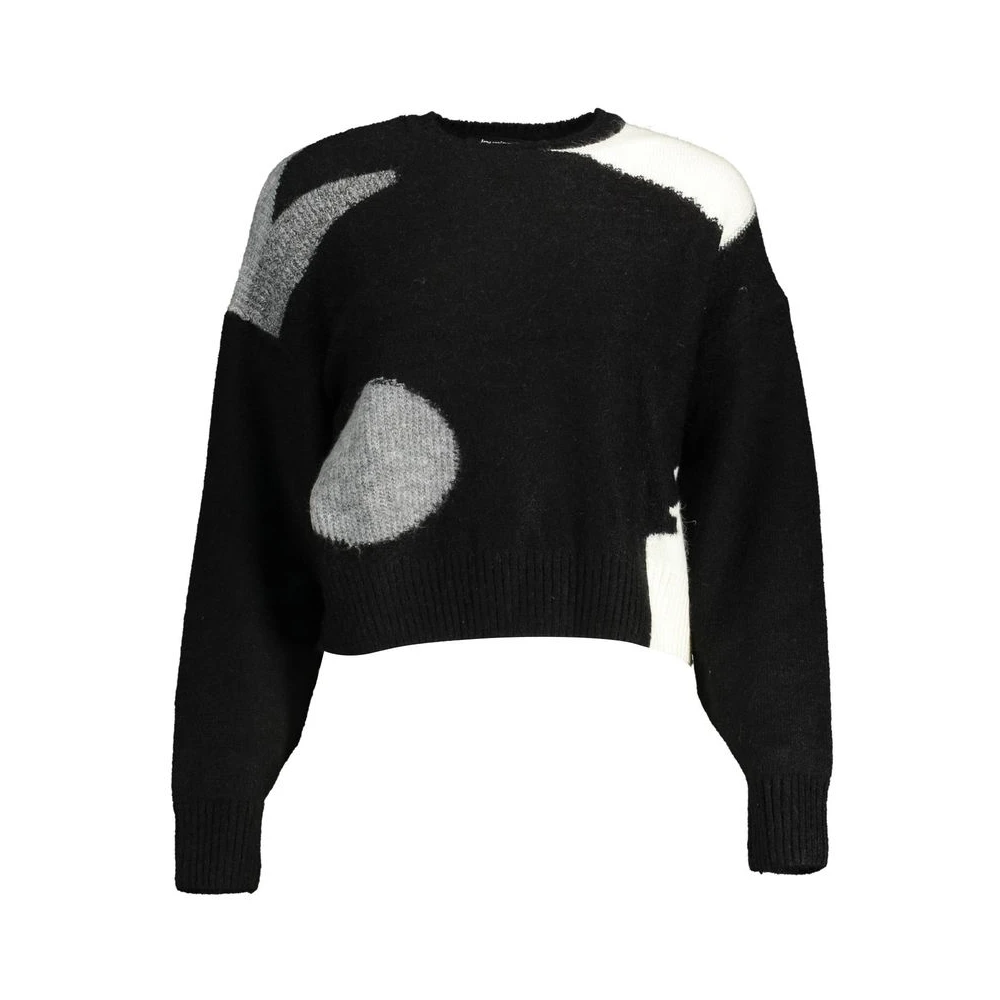 Desigual Women's Black Round-Neck Knitwear, L, Polyester Jumper
