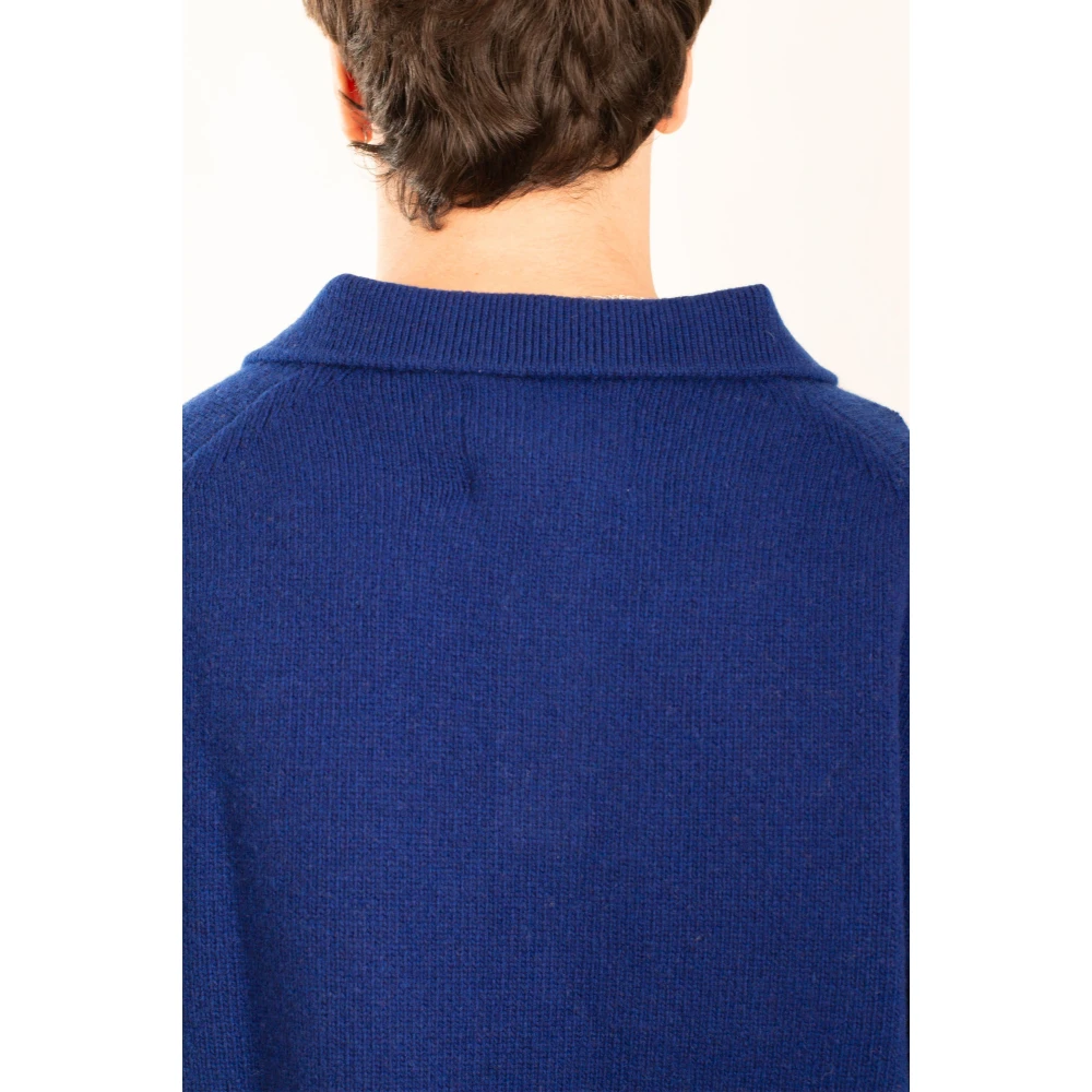Seven Gauge Polo Lambswool Sweater Blue Heren
