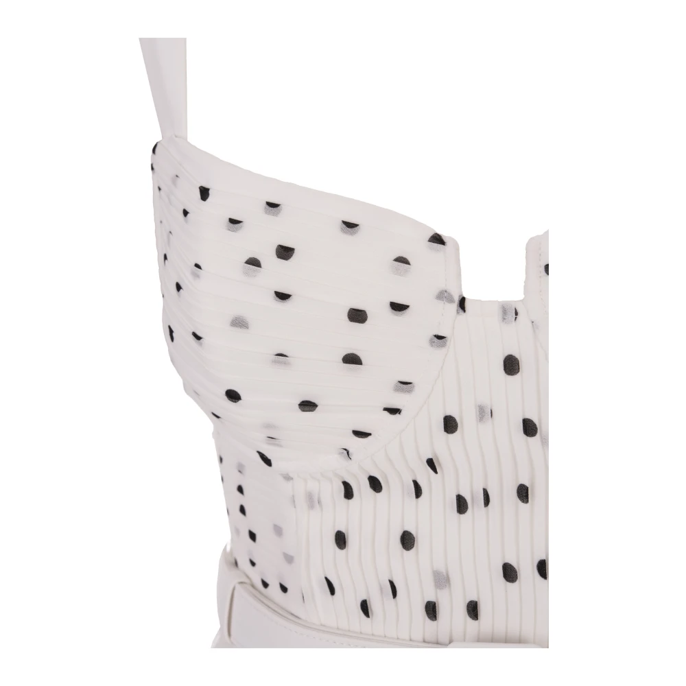 Self Portrait Witte geplooide chiffon jurk met polkadotpatroon White Dames