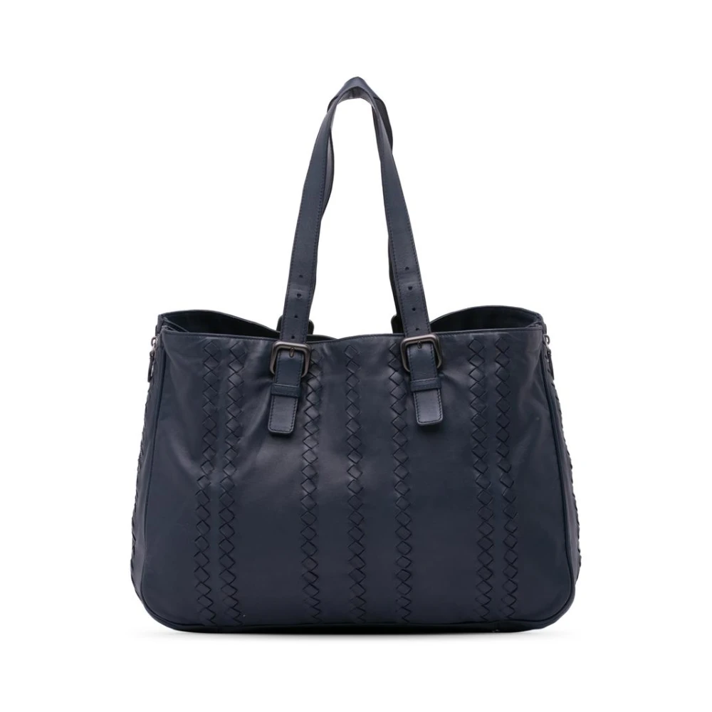Bottega Veneta Vintage Women's Blue Pre-Owned Woven Leather Tote