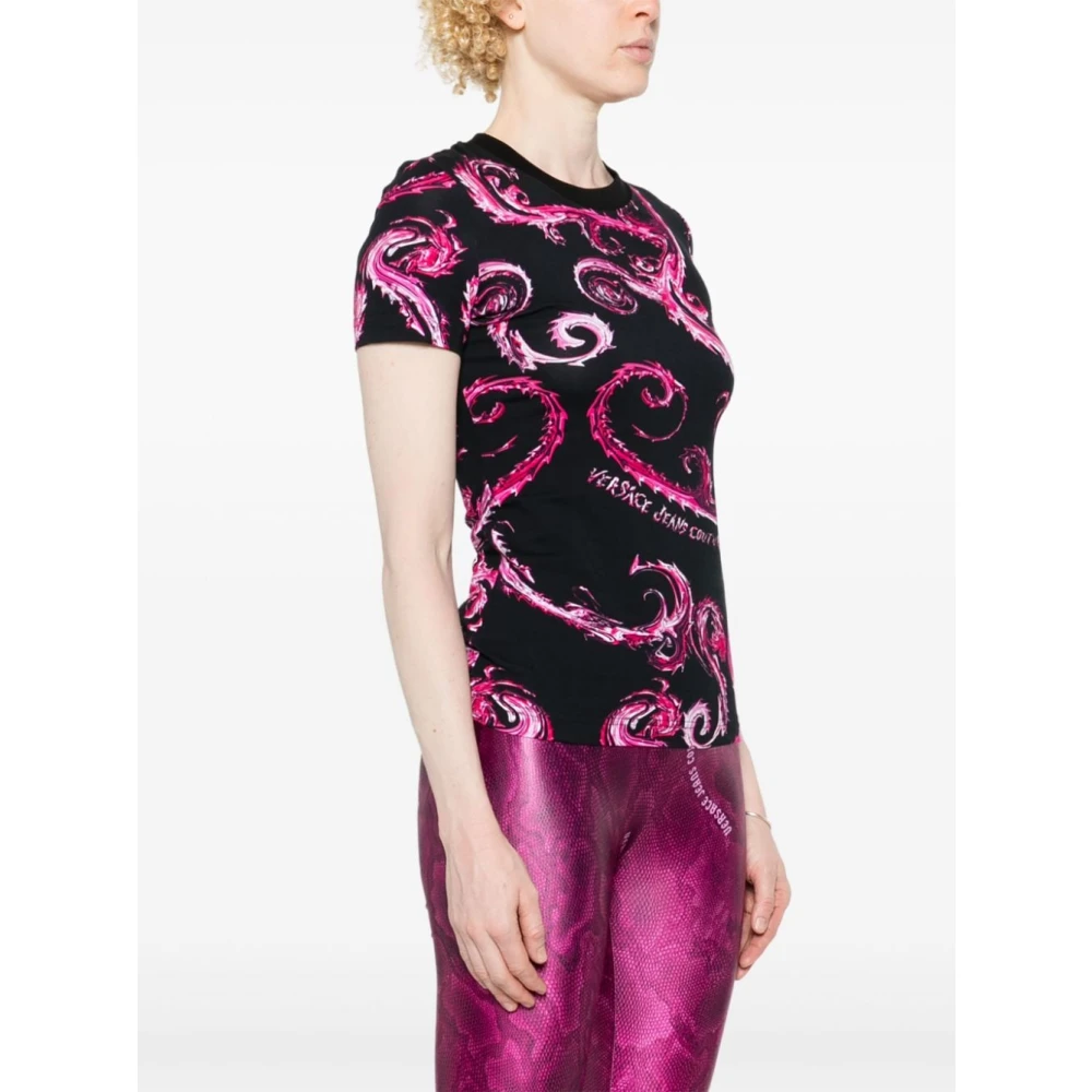 Versace Jeans Couture Zwarte T-shirt voor vrouwen Aw24 Multicolor Dames