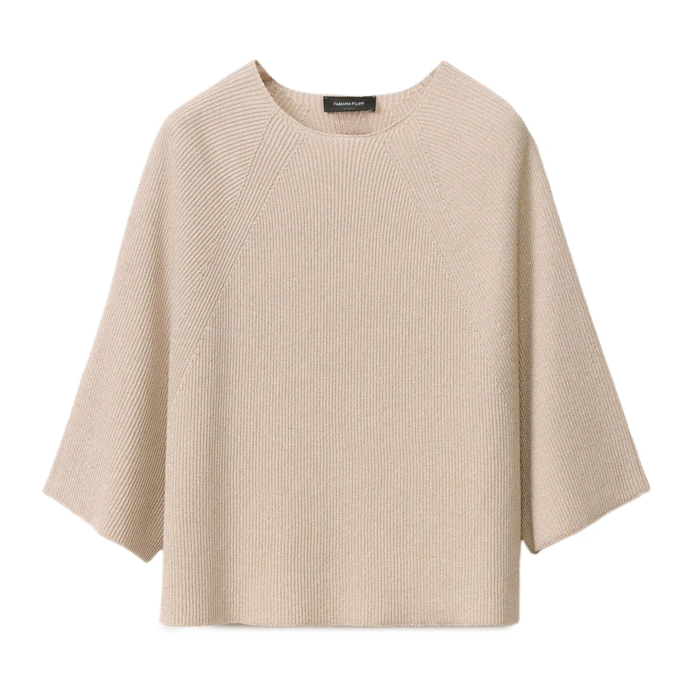 Fabiana Filippi Katoen Lurex Cape Sweater Zand Beige Dames