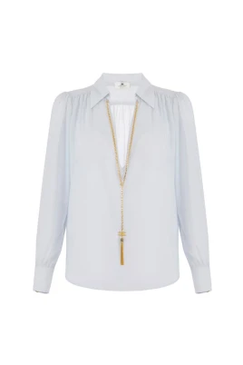 Blus i georgette-tyg med halsband