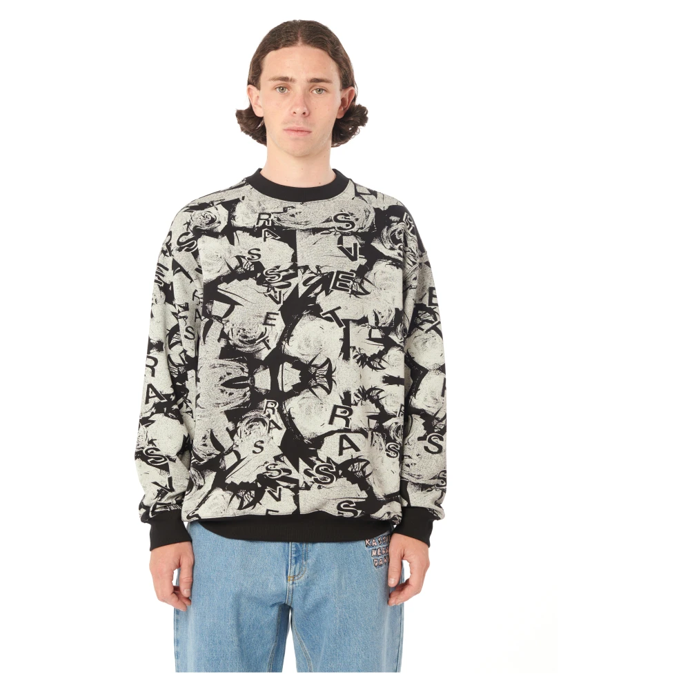 Rassvet Bloemenprint Crewneck Sweatshirt Black Heren