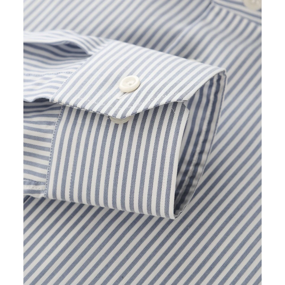 Eton Gestreept Getailleerd Overhemd Blue Heren