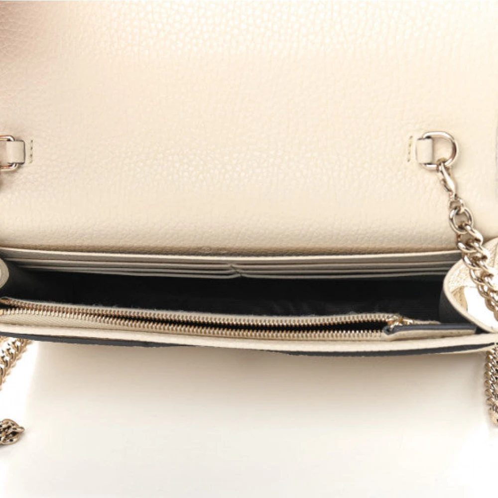 Gucci Soho Leren Wallet On Chain Clutch Crossbody White Dames