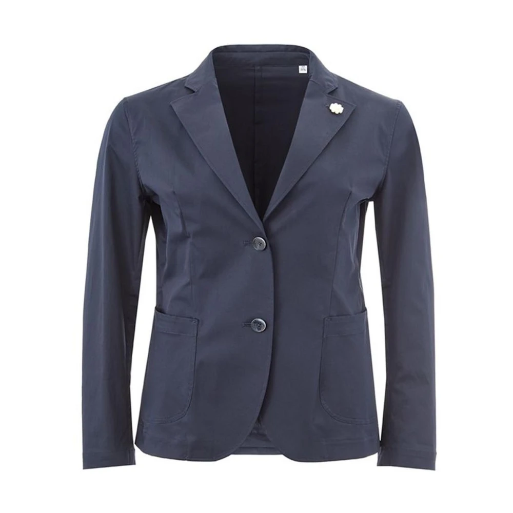 Lardini Blauwe Katoenen Jas Combo Blue Dames