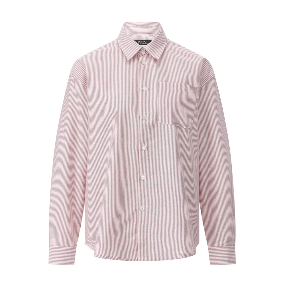 A.p.c. Donna Rosso Camicia Oversize A Righe