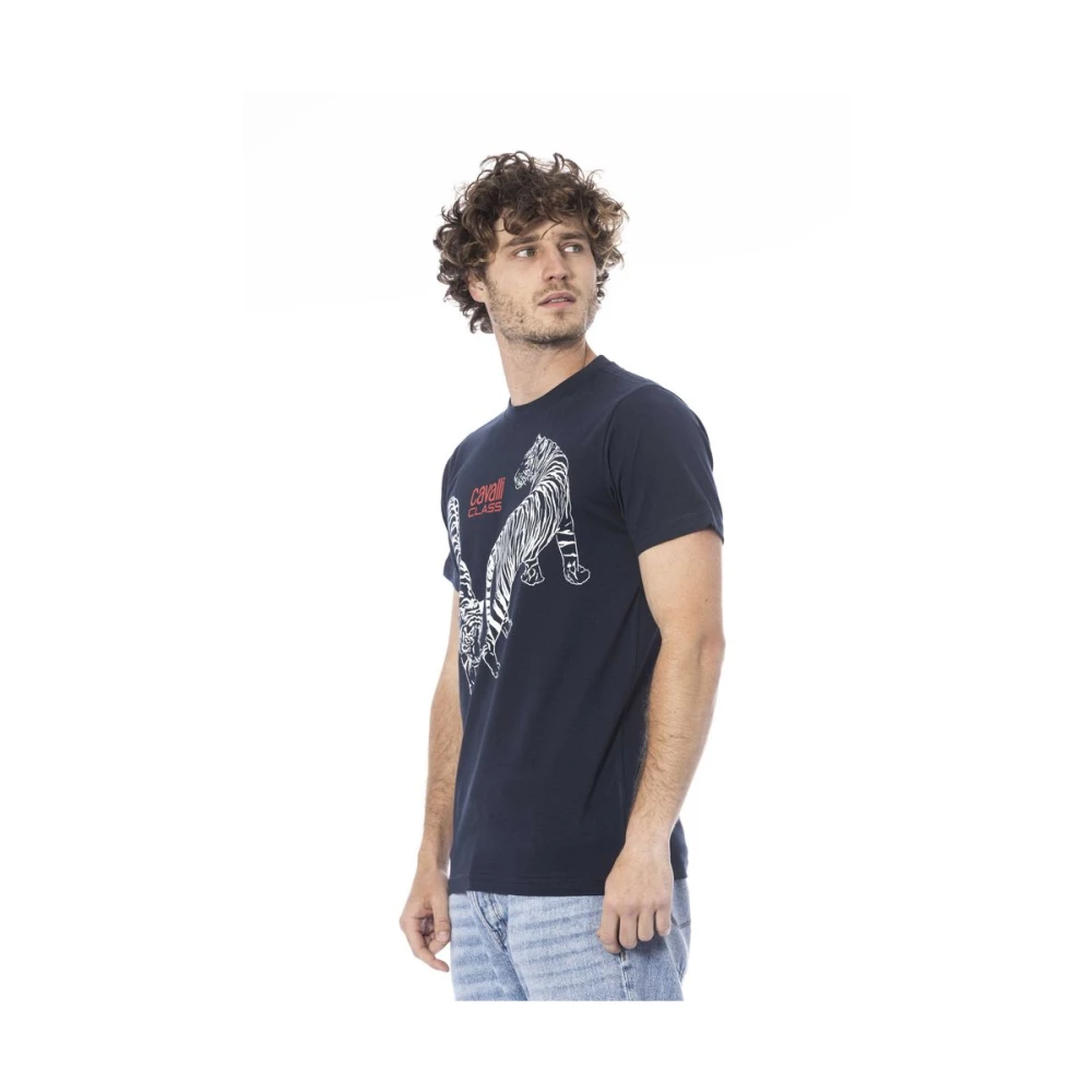 Cavalli Class Logo Print Korte Mouw T-Shirt Blue Heren