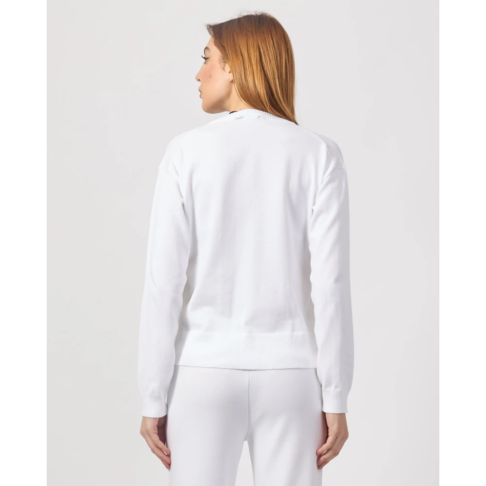 K-way Witte Katoenen Crop Sweater White Dames