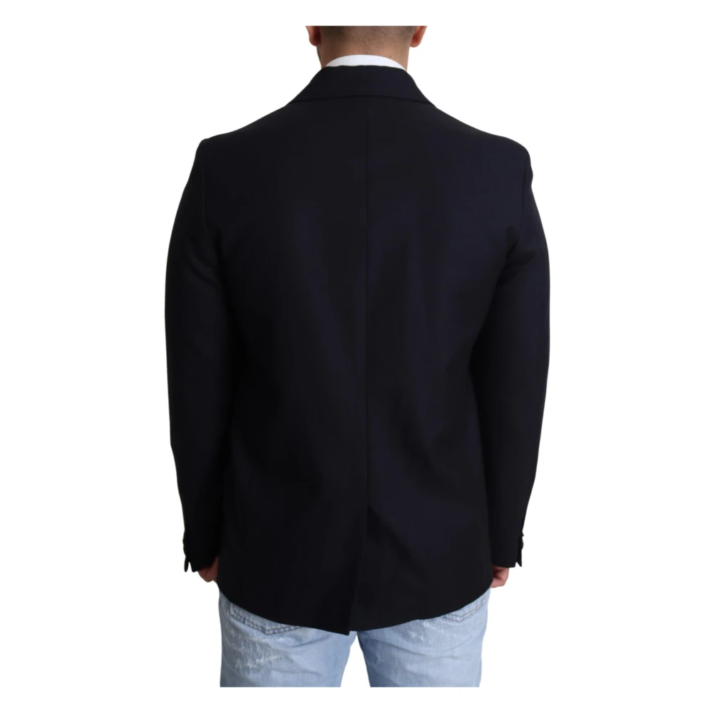 Dolce & Gabbana Elegante donkerblauwe wollen jas Blue Heren