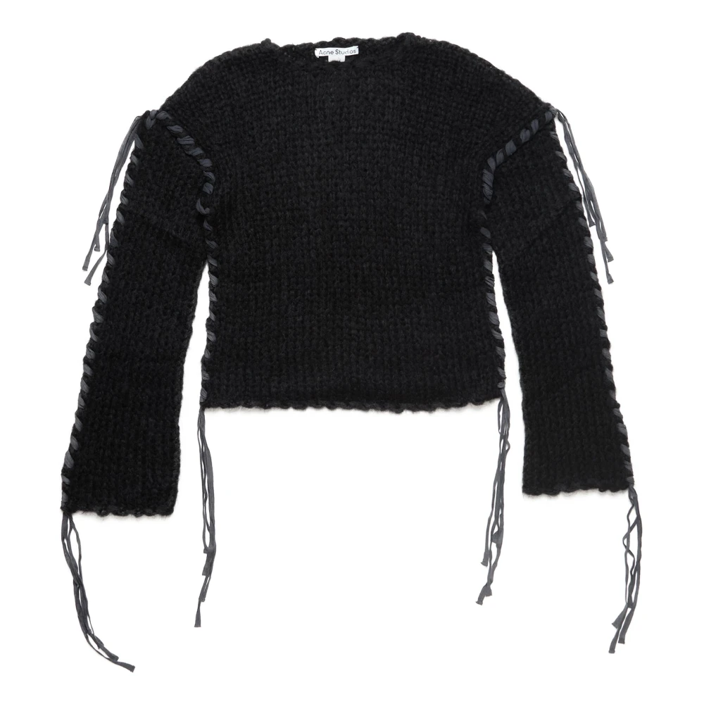 Acne Studios Zwarte Gebreide Trui met Drop Shoulder Black Dames