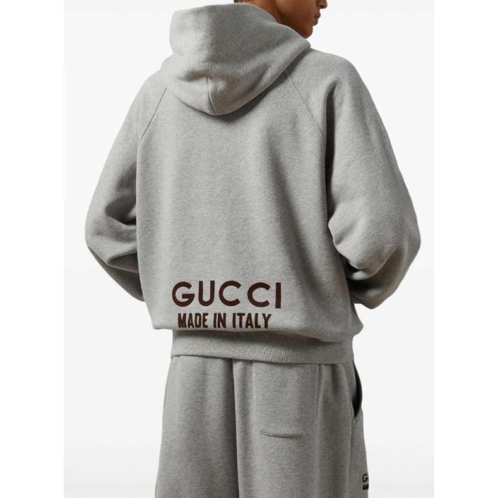 Gucci Grijze Logo-Print Hoodie Gray Heren