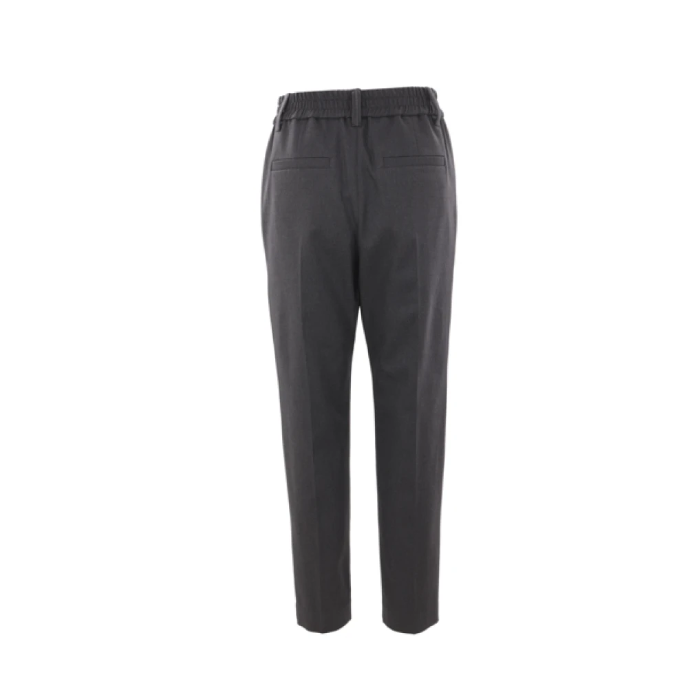 BRUNELLO CUCINELLI Antraciet Drill Katoen Stretch Broek Gray Dames