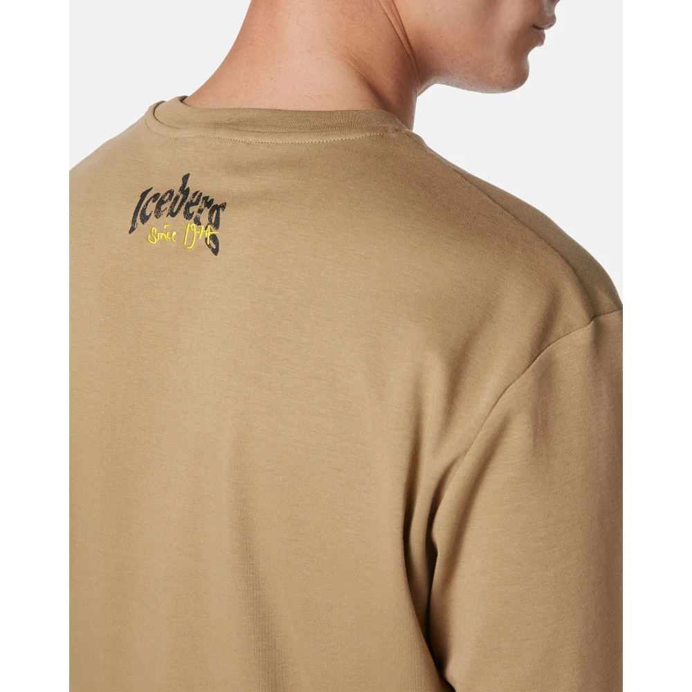 Iceberg Modderkleurig regular-fit T-shirt van GOTS-gecertificeerde interlock stof Beige Heren