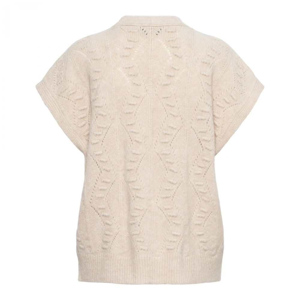 &Co Woman Ecru Jacquard Gebreid Vest Beige Dames