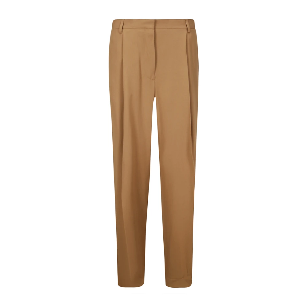 Dries Van Noten Bruine Straight Broek met Front Stripe Brown Dames