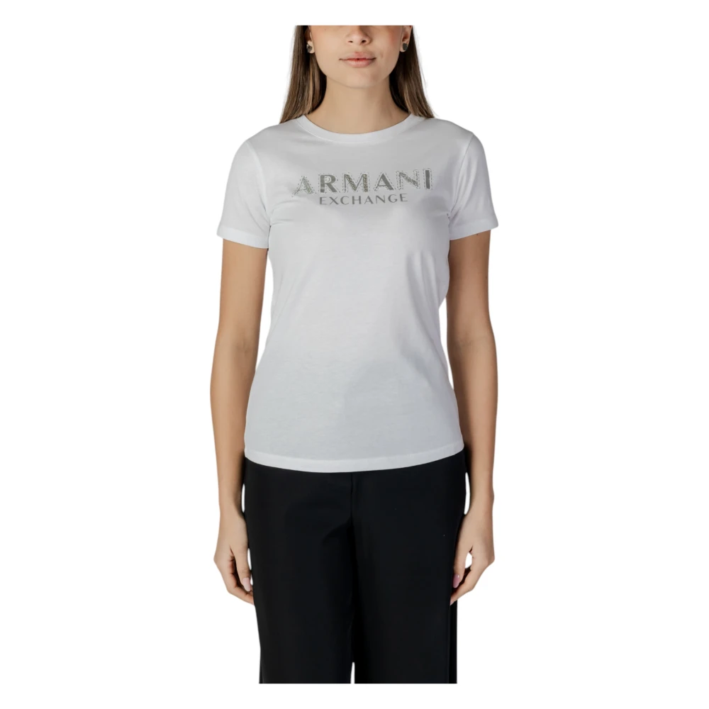 Armani Exchange Korte mouwen katoenen T-shirt White Dames