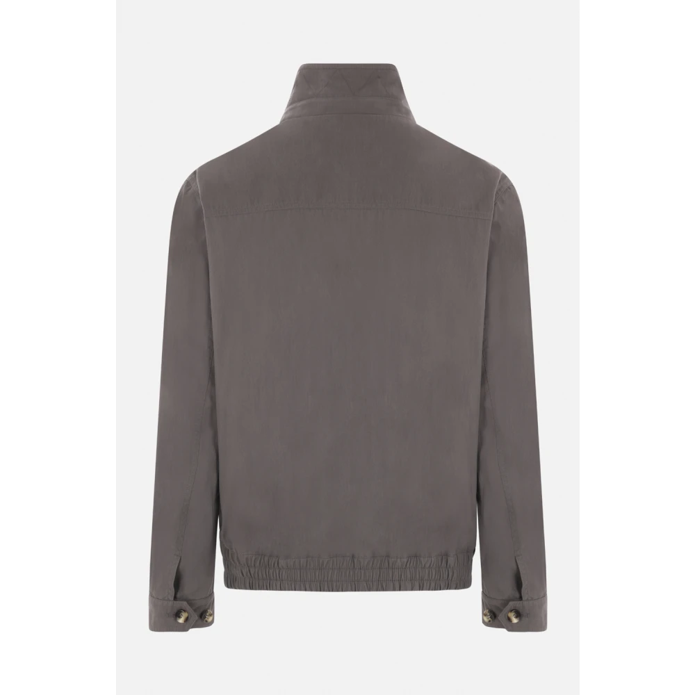 BRUNELLO CUCINELLI Grijze Katoenen Techno Bomberjas Gray Heren