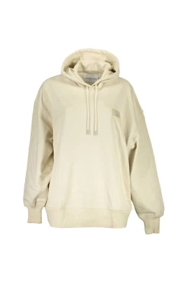 Beige Bomullshoodie med Logo