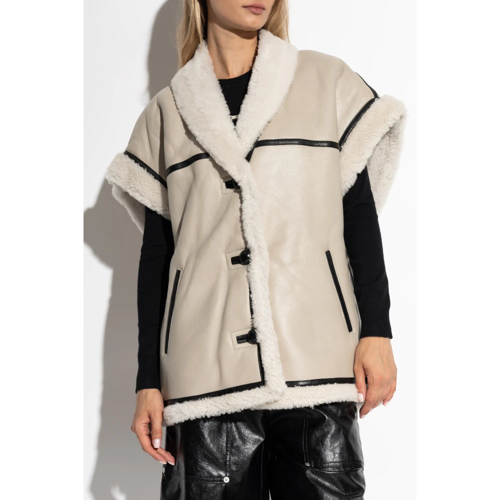 Isabel marant Leren vest Medilia Beige Dames