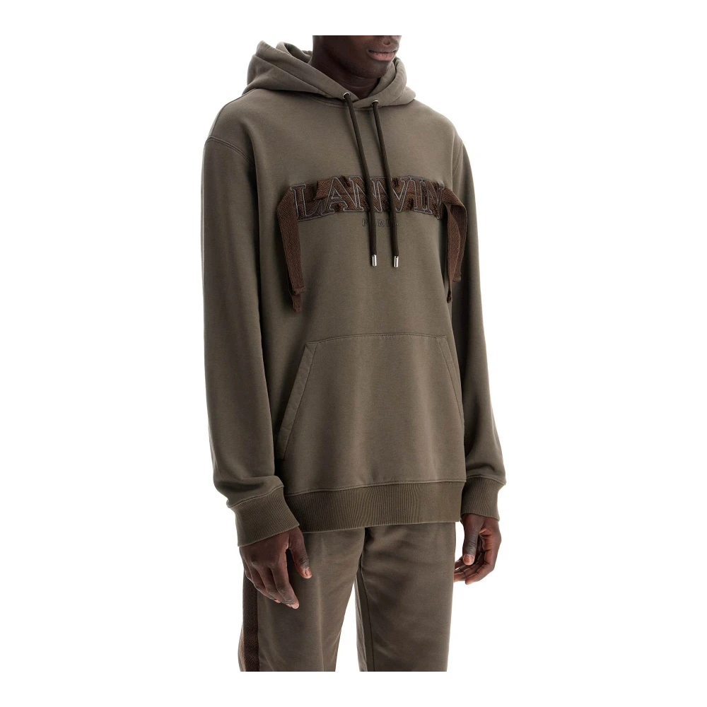 Lanvin Hoodie met Kantapplicaties Brown Heren