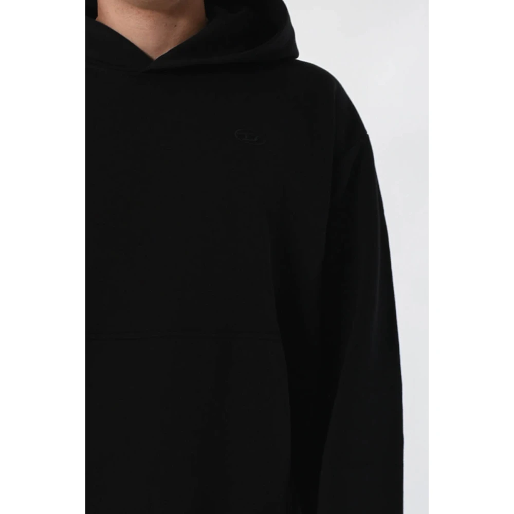 Diesel Katoenen hoodie met geborduurde logo's Black Heren