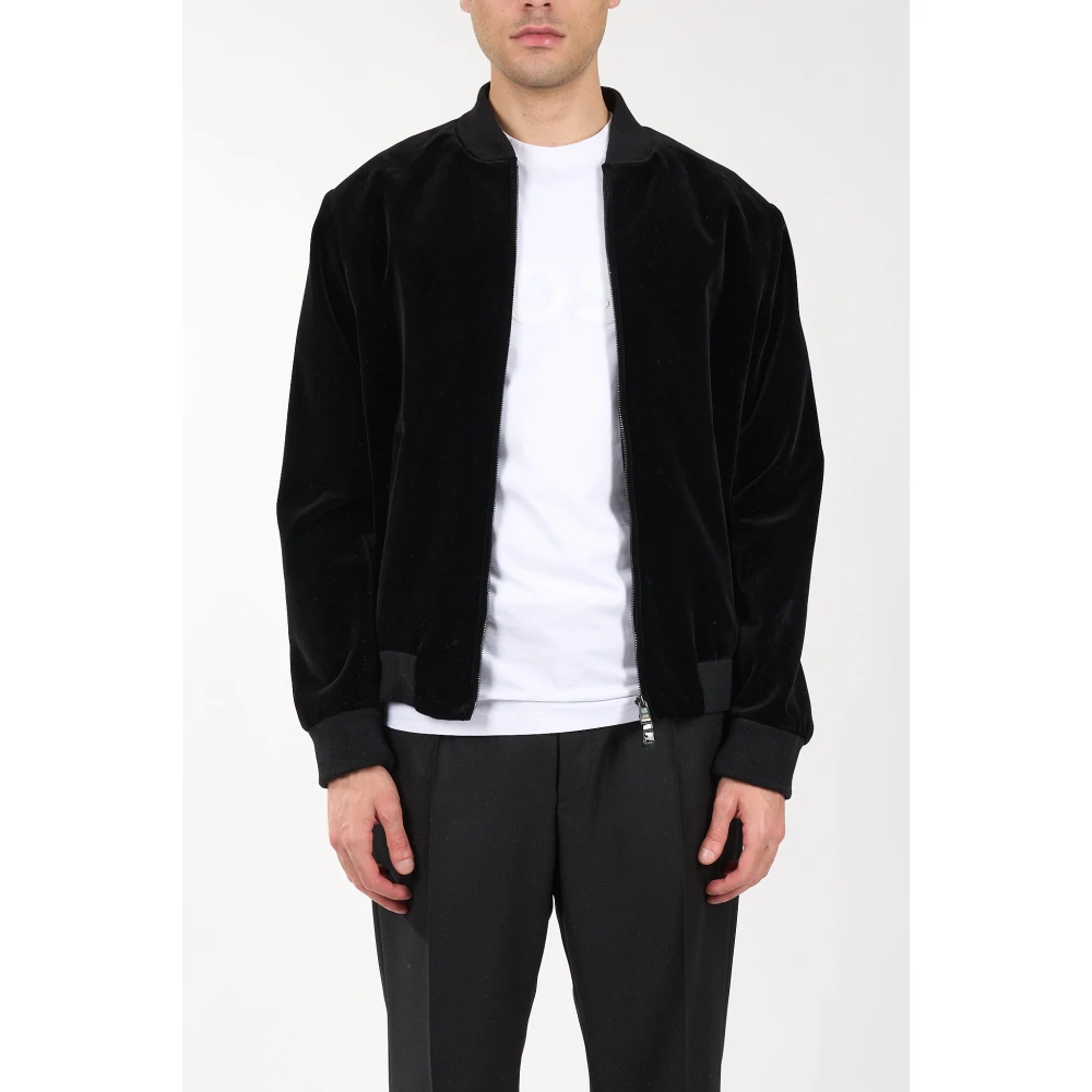 Hugo Boss Fluwelen Bomberjack met Ritssluiting Black Heren